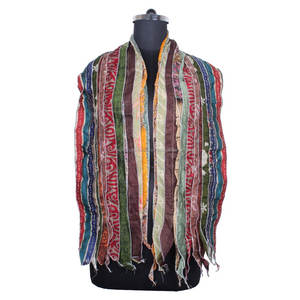 Saree vintage en soie 10 bandes Patti écharpes étole pour filles SC021 étole à la mode indien Sari patchs écharpe réversible colorée - Product Image 1