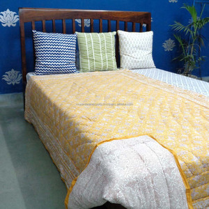 Meilleure vente couette en coton biologique 100% fabricant indien magasins d'usine taille double imprimé Phool Patti Pili motif disponible - Product Image 4