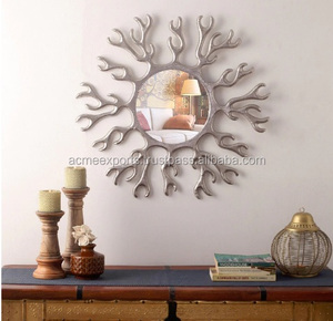Espejo de pared de aluminio antiguo plateado de diseño moderno, nueva decoración India para el hogar, espejo decorativo de pared de Metal para decoración de pared - Product Image 1