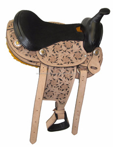 OWE Selle Western sculptée et peinte à la main pour adultes Matériau en cuir Plusieurs couleurs disponibles - Product Image 2