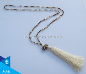 2016 collier de perles de bouddha de perles d'eau douce avec gland cristal à la mode et chaîne de perles pour cadeaux fêtes et fiançailles - Product Image 4