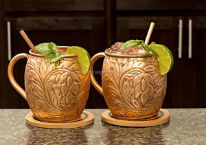 Embossed Design Copper <b>Moscow</b> <b>Mule</b> <b>Mug</b> Handcrafted Solid Copper <b>Mugs</b> for Home Bar Ware Beer Cocktail Drinking <b>Mug</b> - Product Image 3