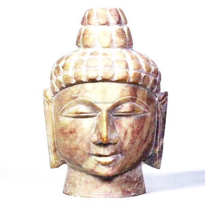 Sculptures de tête de bouddha en stéatite de tailles multiples pour la décoration intérieure Statues de bouddhisme en pierre artisanale Décoration spirituelle - Product Image 3