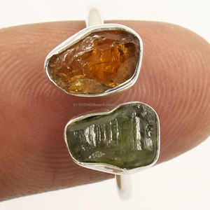 MULTI-TOURMALINE Bague ajustable en argent sterling 925 Taille de lunette de forme brute Pierre précieuse naturelle pour femme - Product Image 2