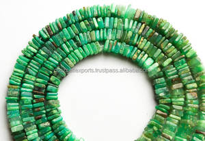 Pierres Précieuses naturelles Ombragé Vert Chrysoprase 6MM Carré Lisse Heishi 17 "Fil Plein Pierres Précieuses Perles Fournitures - Product Image 3