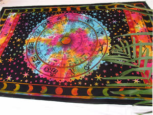 Tapiz de arte indio de astrología del zodiaco gemelo, colgante de pared, Hippie, Tie & Dye, Mandala, horóscopo, tapices, decoración de pared, arte étnico para el hogar - Product Image 3