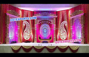 Escenario de boda decorado con pilares delgados, escenario de boda con temática mogol, grandes escenarios de boda indios en EE. UU. - Product Image 5
