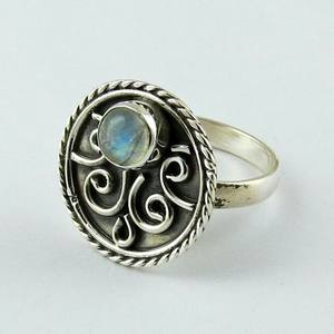 Bagues en argent Sterling 925 avec pierre de lune arc-en-ciel, bijoux en argent oxydé, bijoux en argent fin - Product Image 3