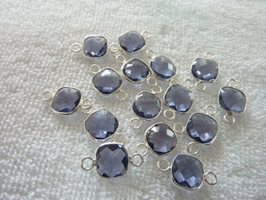 London Blue Topaz Cuarzo 10mm Forma de cojín Conectores de piedras preciosas Bisel de plata esterlina 925 Hallazgos de joyería hechos a mano al por mayor - Product Image 3
