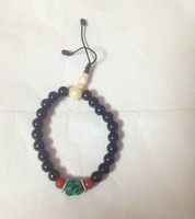 Bracelet et joncs de prière bouddhistes tibétains faits à la main, plaqués or, en pierre naturelle, classiques, durables, taille ajustable, unisexe, cadeau