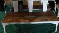 Chaise de salle à manger industrielle vintage en bois de récupération avec cadre en fer pour intérieur extérieur pour café hôtel restaurant ou maison
