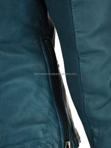 Bleu Varsity Veste Femmes En Cuir Survêtement Élégant Collège Style Veste En Cuir Mode Sport Inspiré Slim Fit Dames Manteau - Product Image 5