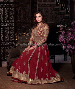 Nouveau Designer Bollywood style Anarkali robe type robe avec Long Net W ork étole avec Chudidaar pour mariage - Product Image 6
