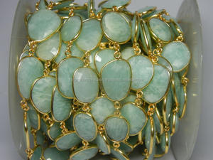 D'amazonite À Facettes Forme Libre Taille Pierres Précieuses Lunette Connecteur Chaîne - Product Image 5