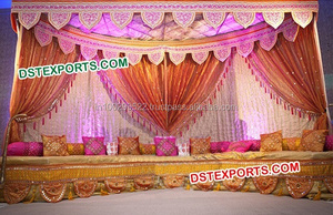 งานแต่งงานอินเดียสีสัน Mehandi เวทีปัญจาบตกแต่งเวทีแต่งงาน Sankheda สวิงเวทีแต่งงาน - Product Image 2