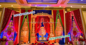 Palazzo Wedding Stage, Asian Wedding Fiber Backdrop Panel Stage, Wedding Fiber Crystal Pillar Stage <b>Set</b> - Product Image 2