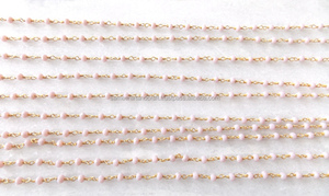 Rosa claro Calcedonia multi-piedra preciosa Rosario moneda encanto cadena chapado en oro cuentas naturales al por mayor Alambre de latón envuelto joyería MM - Product Image 2