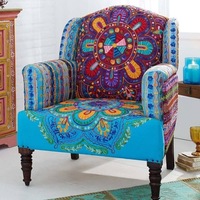 Cómodo Sillón Modular Tradicional de Tela Hecha a Mano con Bordado Colorido de Diseño Indio para Apartamentos y Centros Comerciales KAMARVY