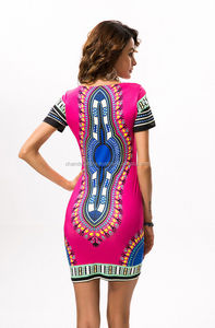 Vestido Sexy de Manga Corta con Estampado Africano Tradicional Dashiki para Mujer, Vestido Ajustado de Algodón con Estampado Dashiki - Product Image 5