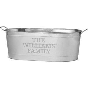Grand bac à boissons ovale galvanisé de qualité luxe Conteneur de bouteille de stockage de glace en fer et en métal fabriqué à la main pour la fête et le mariage - Product Image 1