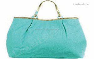 กระเป๋าชายหาดผ้าแคนวาสทำจากผ้าฝ้ายมีหูจับ2ข้างประดับโซ่และมีซิปปิด - Product Image 2