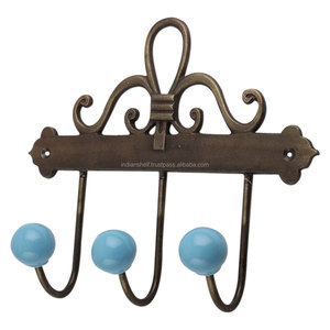 Perchas de Metal de cerámica hechas a mano para uso en la pared, bolsos, perchas, bolsos, prendas de vestir, resistentes, reutilizables, con motivos florales turquesas - Product Image 1