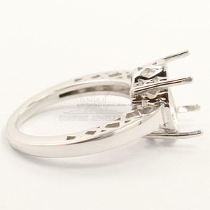 SEMI-MOUNT 11x11 mm Round Shaped 925 Solid STERLING SILVER JEWELLERY <b>Wedding</b> <b>Cheap</b> DESIGNER <b>RING</b> PRONG SETTING - Product Image 2