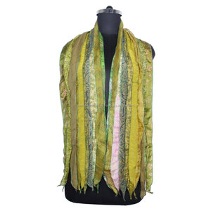 Vintage Trendy Reversible <b>Scarf</b> 10 Strips Patti <b>Scarves</b> Stole Girls SC041 <b>Indian</b> Sari Patches Colorful Silk Saree Long Length - Product Image 1