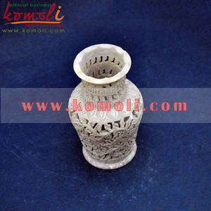 Jarrones de flores pequeñas talladas para decoración del hogar, piedra jabonosa - Product Image 2