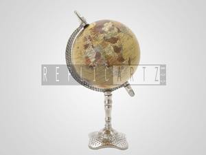 Silver Hammered Decorative Antique |World Globe Vintage <b>Rotating</b> Plastic Educational <b>Desk</b> Decor Home Office Study Geography Tool - Product Image 3