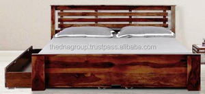 Giường đôi hiện đại với lưu trữ tự nhiên rắn Rosewood và gỗ tếch tường giường thiết kế cho phòng ngủ đồ nội thất nhà - Product Image 2