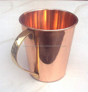 Custom Size 40oz Stainless <b>Glass</b> Water Tumbler High Quality BPA-Free Moscow Mule <b>with</b> 100% Copper Brass <b>Handle</b> for Restaurants - Product Image 2