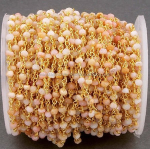 <span class=keywords><strong>Rosa</strong></span> Opal Placcato Oro Della Pietra Preziosa D'<span class=keywords><strong>argento</strong></span> Catena In Rilievo - Product Image 1