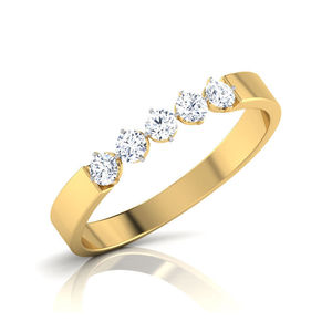 Elegante Five Diamond Real Natural Classic Wedding Promise Band 0.25TCW en elegantes anillos de oro amarillo de 14K - Product Image 2