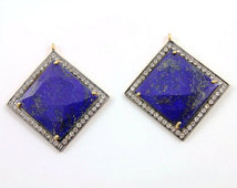 ขายส่งหินธรรมชาติปูเพชรตัวเชื่อมต่อขายร้อน rhinestone Lapis สำหรับงานแต่งงานเครื่องประดับสำหรับต่างหู - Product Image 3