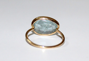 Bague en or massif 14 carats, aigue-marine semi-précieuse naturelle, taille ovale, fabricant en gros, véritable de haute qualité - Product Image 5