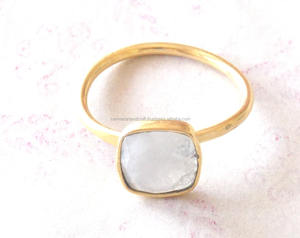 Rainbow Moonstone Beautiful Handmade Cushion Shape <b>Adjustable</b> <b>Ring</b> With Gold Plated <b>Ring</b> Handmade <b>Ring</b> - Product Image 1