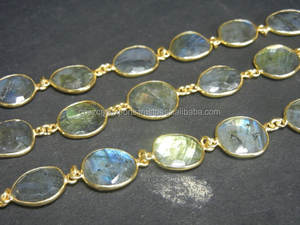 Coszcalt exporte Labradorite pierres précieuses connecteur perles chaîne plaqué or lunette ensemble BG0120 pour la fabrication de bijoux - Product Image 2