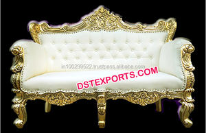 Asientos de amor dorados para boda, mueble de Metal de latón indio para boda, hermoso sofá de dos plazas dorado - Product Image 5