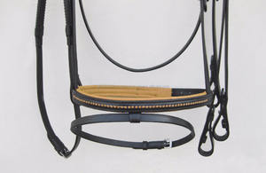 Shemax 2023 Alta Calidad Personalizado Al Por Mayor CABALLO DE CUERO DIAMANTE BRIDLE NEGRO/TAN ACOLCHADO DIAMANTES N/B Venta Caliente Halters - Product Image 6