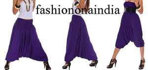 Pantalon Harem ample en coton uni de style bohème hippie Ali Baba Aladdin, pantalon de yoga unisexe pour l'été - Product Image 4