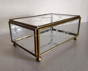 Boîte à bijoux en verre et métal doré pour femmes, coffre à bijoux, décoration de maison, cadeau, Vintage, bibelot - Product Image 3