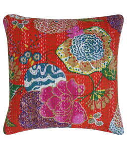 Tropical Kantha <b>Cushion</b> <b>Cover</b> Indian Fruit Print Kantha <b>Cushion</b> Pillow <b>Cover</b> Set Of 10 Pcs Lot - Product Image 5