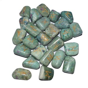 หินรูนประดับทับทิม zoisite แบบเทเบิลเซ็ตหินบำบัดฮวงจุ้ย - Product Image 1