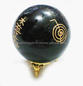 Vente en gros USAI Naturel Semi-Précieuse Tourmaline Noire Reiki Boule Sphères Feng Shui Jade Roches Minéraux Pierres Précieuses Style Mascotte - Product Image 1