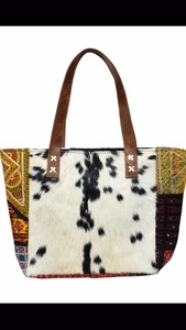 Bolso de Hombro de Piel de Cabra Genuina a la Moda, Estilo Bohemio para Mujer, KAMARVY, Forro de Algodón, Dos Asas, Cierre de Cremallera - Product Image 2