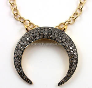 Colgante de Diamante, Dije de Media Luna, Conector de Acero Inoxidable, Accesorios de Joyería - Product Image 2