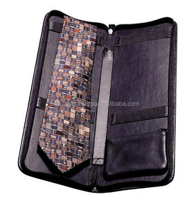 En cuir avec fermeture à glissière porte-cravate avec poche intérieure zippée pour garder épingles à cravate/simili cuir Noir porte-cravate - Product Image 2