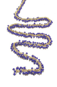 Blue Chalcedony Vintage Rosary Cluster Gold-Plated Wire Wrapped Natural Gemstone Boho Chain with mm Beads for Birthstone <b>Jewelry</b> - Product Image 3