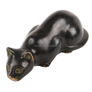 Escultura de bronce de latón indio hecha a mano para gato negro sentado, figurita para decoración del hogar, artículos de regalo, SMG-320 de 7,5x3,4 pulgadas - Product Image 2